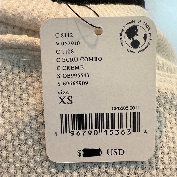 SOLD NWT Free People Cream Textured Knit Top - Picture 5 of 7